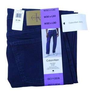 Calvin Klein Mens Jeans 30x30 Dark Wash Straight Fit Vintage CK Navy Stretch NWT